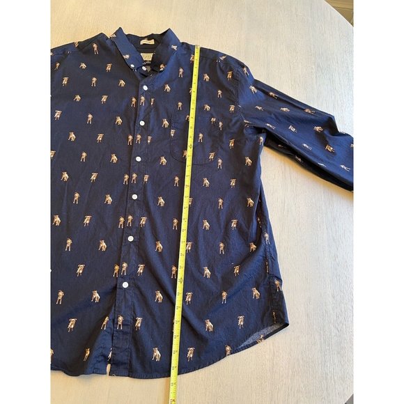 J.Crew‎ Men’s Navy Dog Button Down Long Sleeve Shirt Size XL - Picture 7 of 10